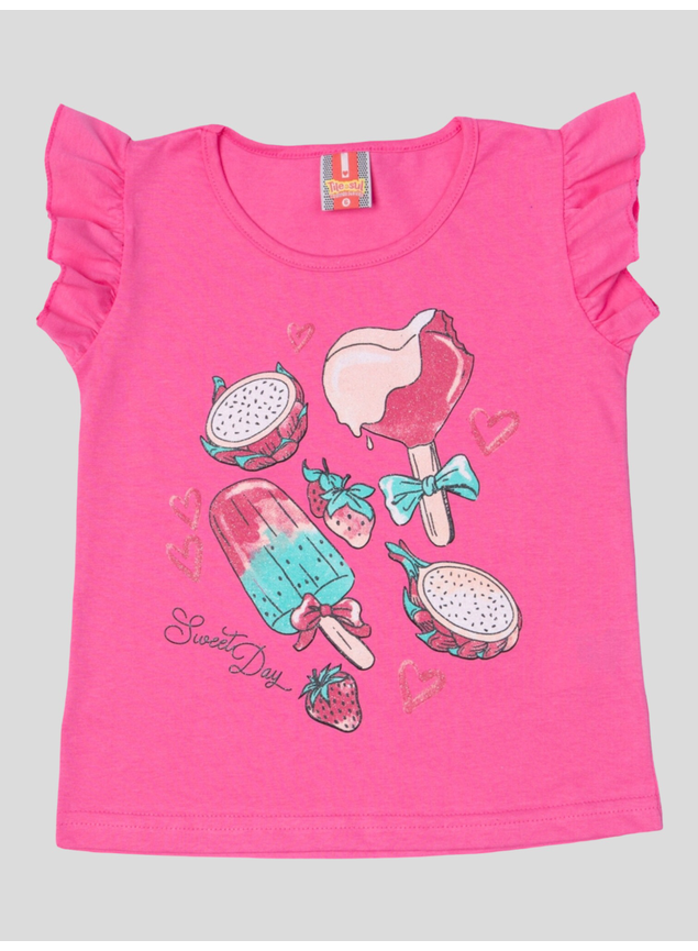 Conjunto Blusa Meia Malha e Shorts Moletom c/ Bolso Cadarço